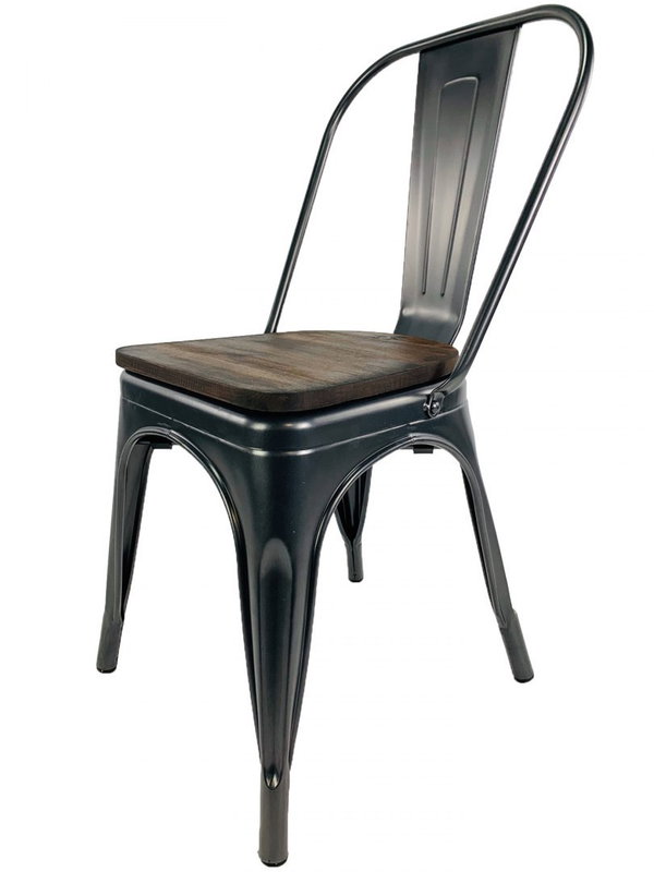 Krzeso metalowe loft CORSICA GRAPHITE WOOD